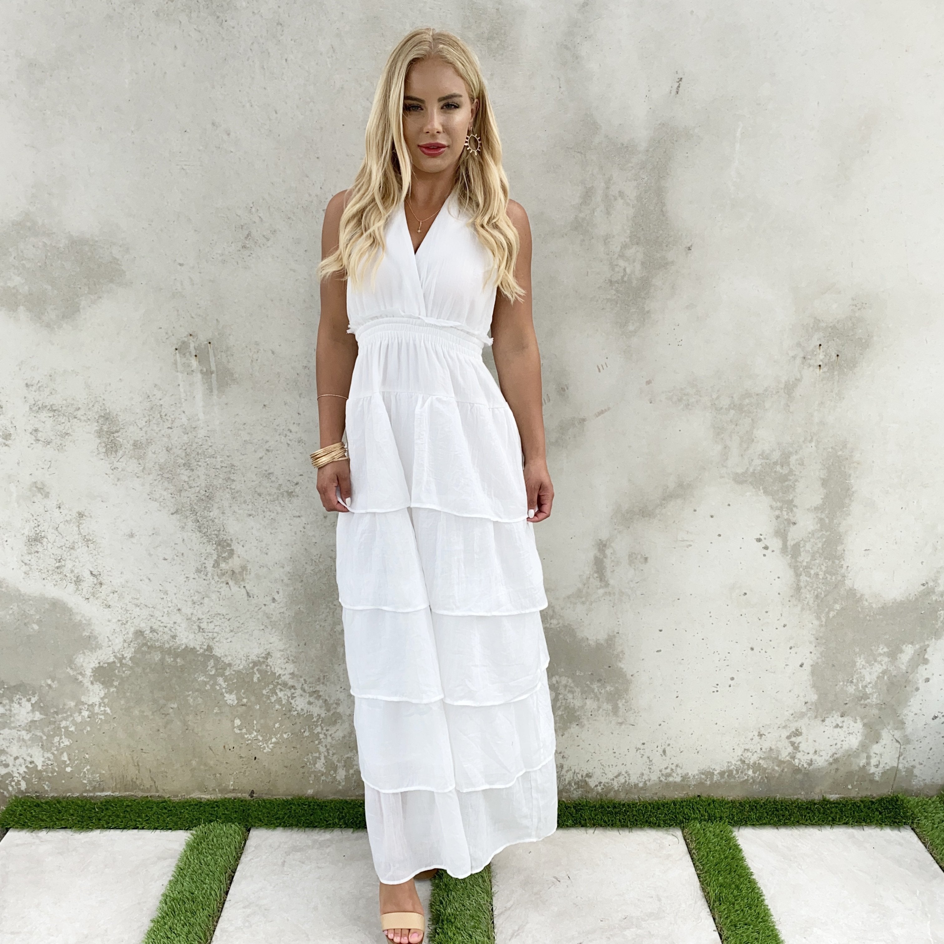 white halter maxi