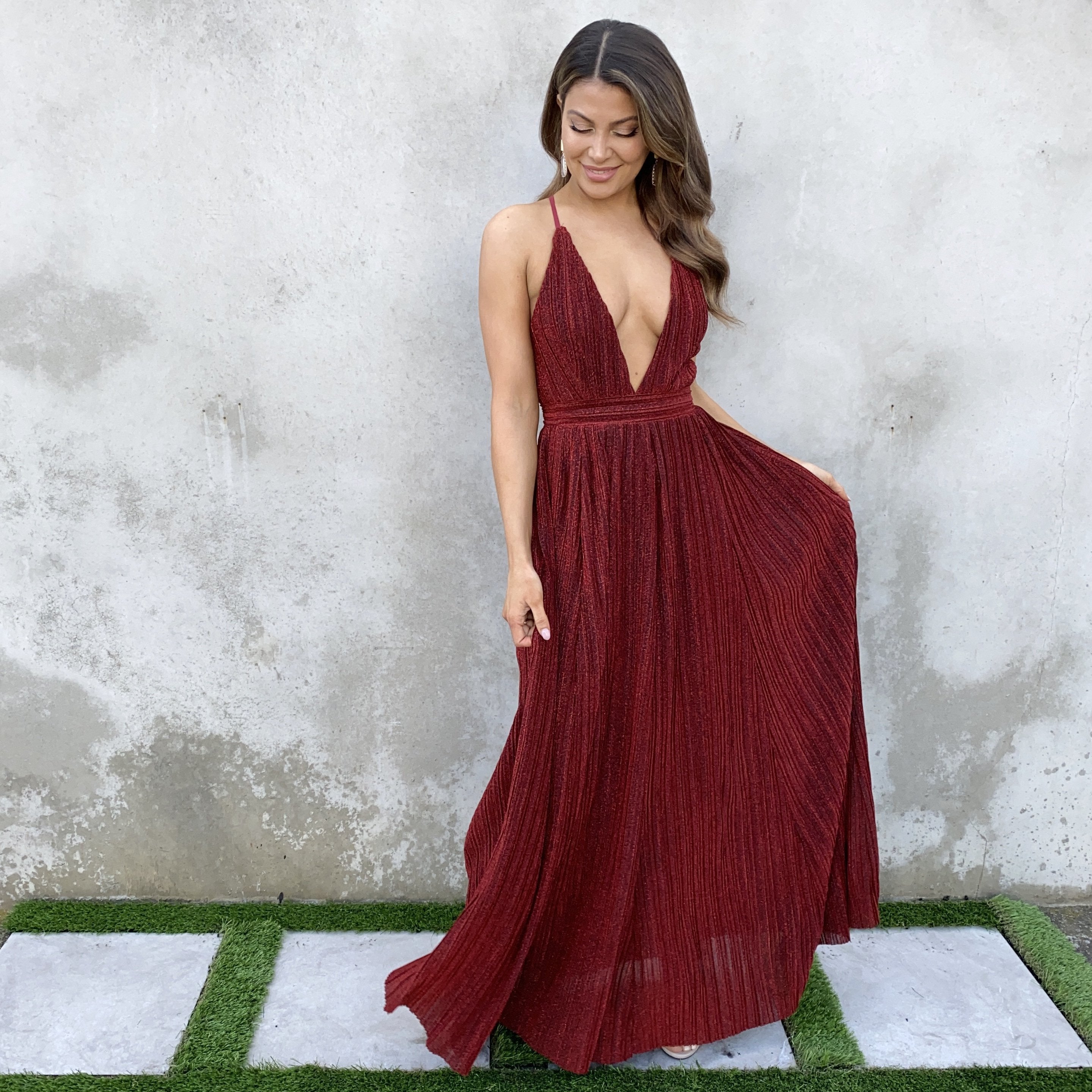 red maxi party dress