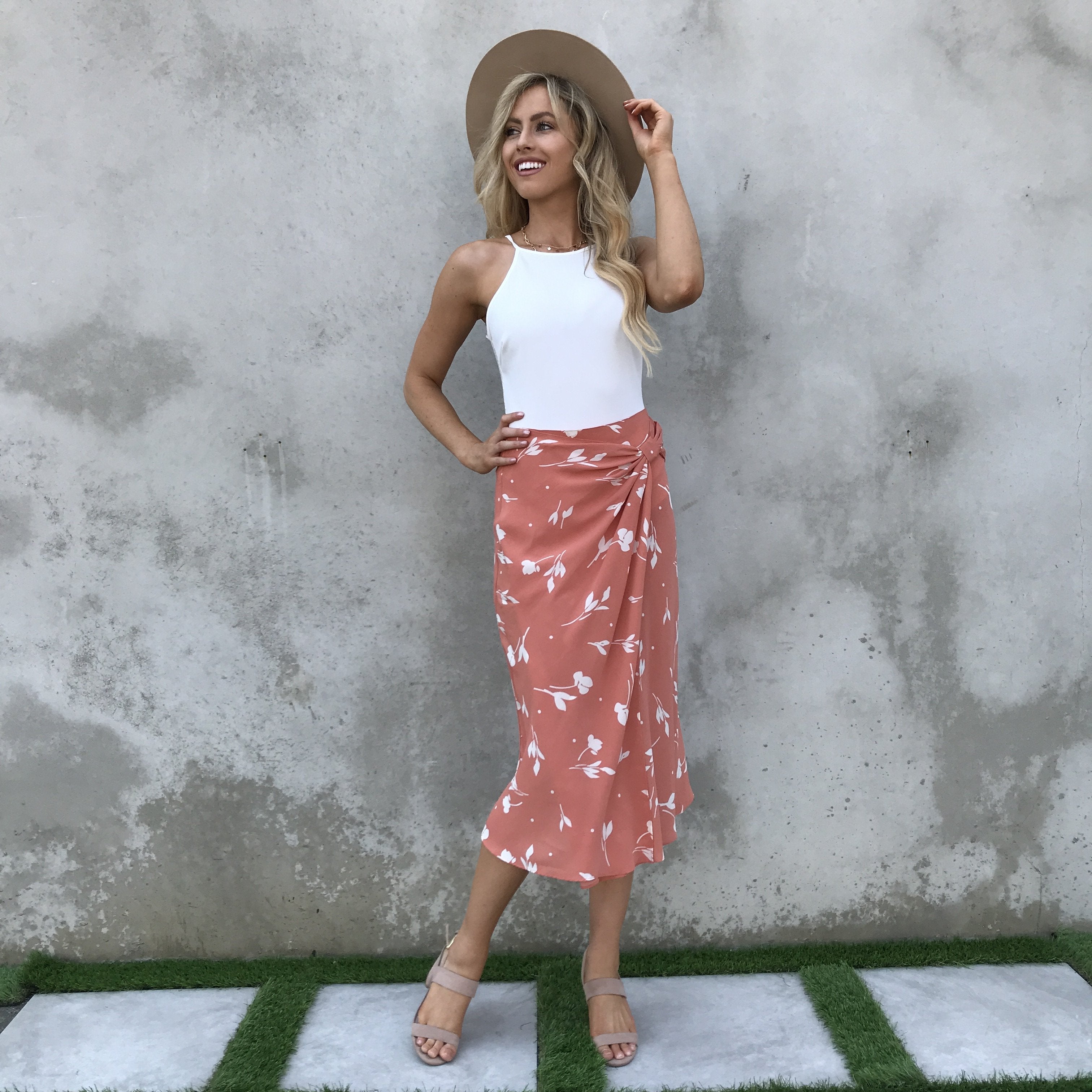 Beautiful Tempest Salmon Wrap Skirt 