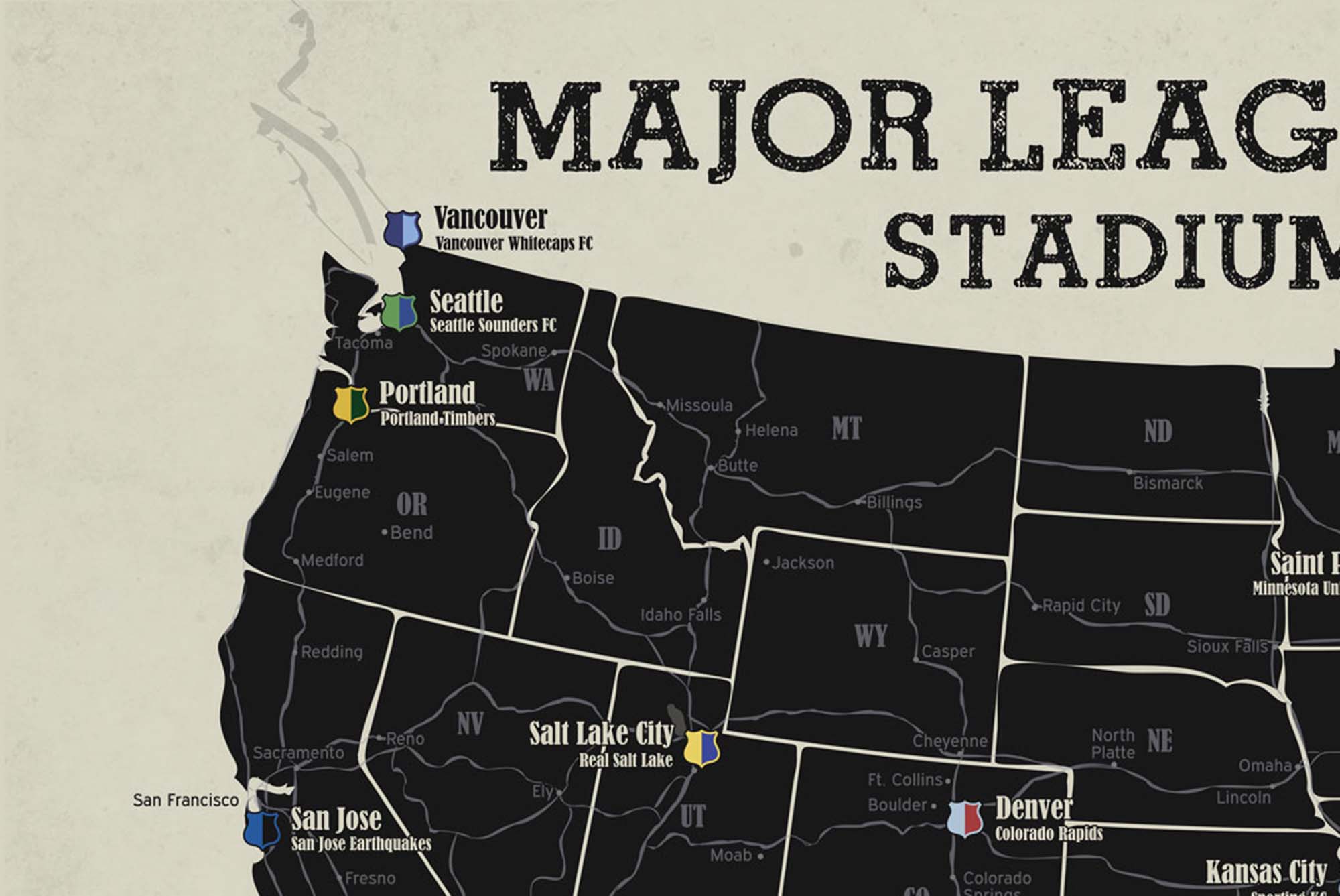 MLS Teams Map, American Soccer Map GeoJango Maps