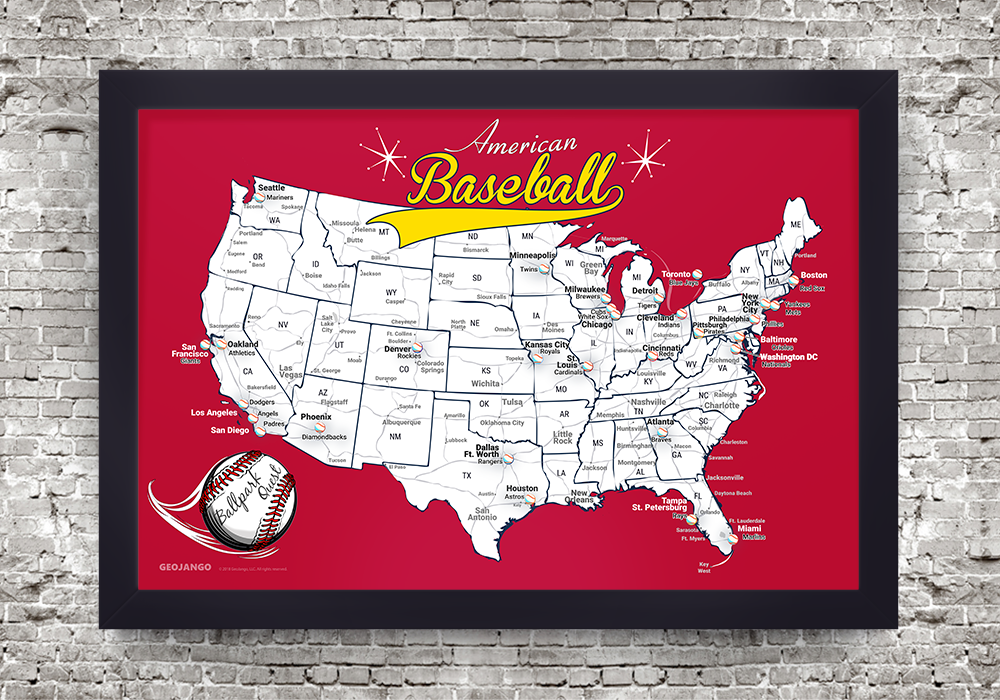 Baseball Stadium Map - Framed - St. Louis Cardinals – GeoJango Maps