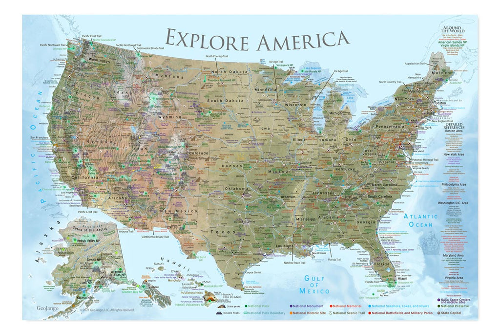 National Parks Map Posters ( USA Map Poster) – GeoJango Maps