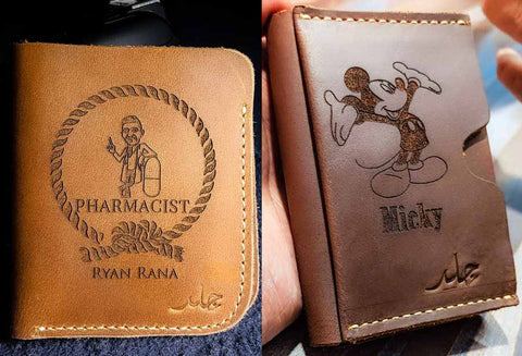 laser engraved leather wallets
