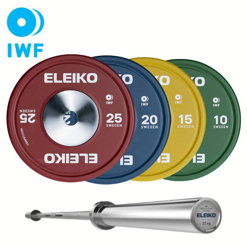 Eleiko IPF Powerlifting Competition Plates and Training IPF Bar Bundle