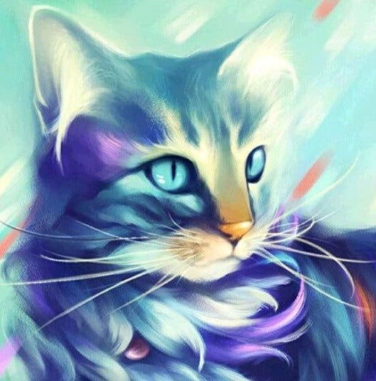 5D Diamond Painting Cat with the Blue Bow Kit