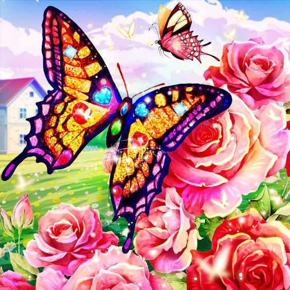 Roses And Magic Butterflies DIY Diamond Painting – GemsFlow