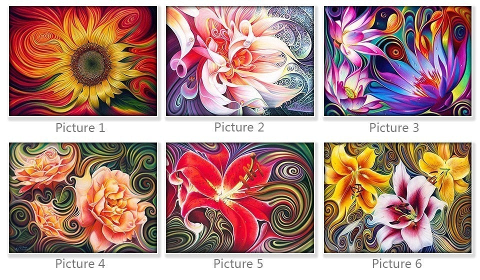 Abstract Flowers - Diamond Painting Kit