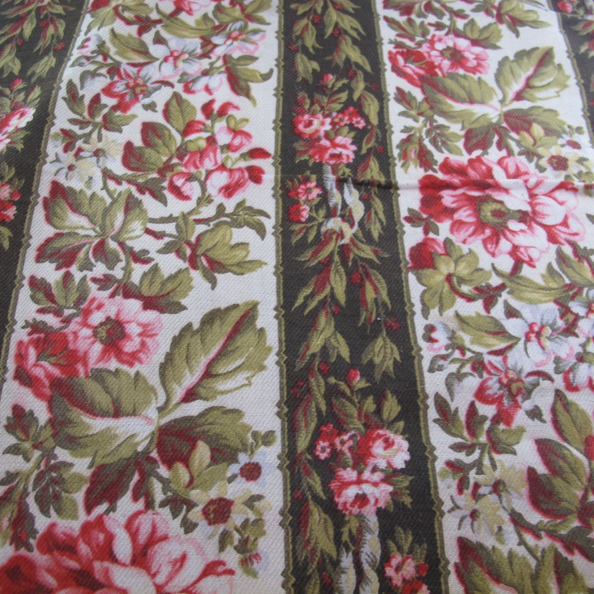 Vintage Fabric Quilt Craft Antique Heavy Linen Floral Panel | eBay