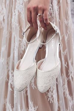 Bridal Lace Satin Flat - Fizz Ivory Luxury Lace / Satin