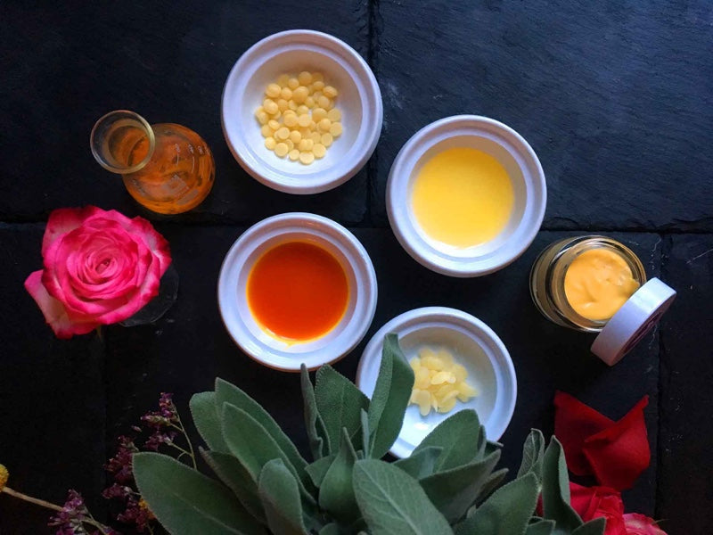Cream arrangement, herbs, workshop, pharmacy, natural cosmetics