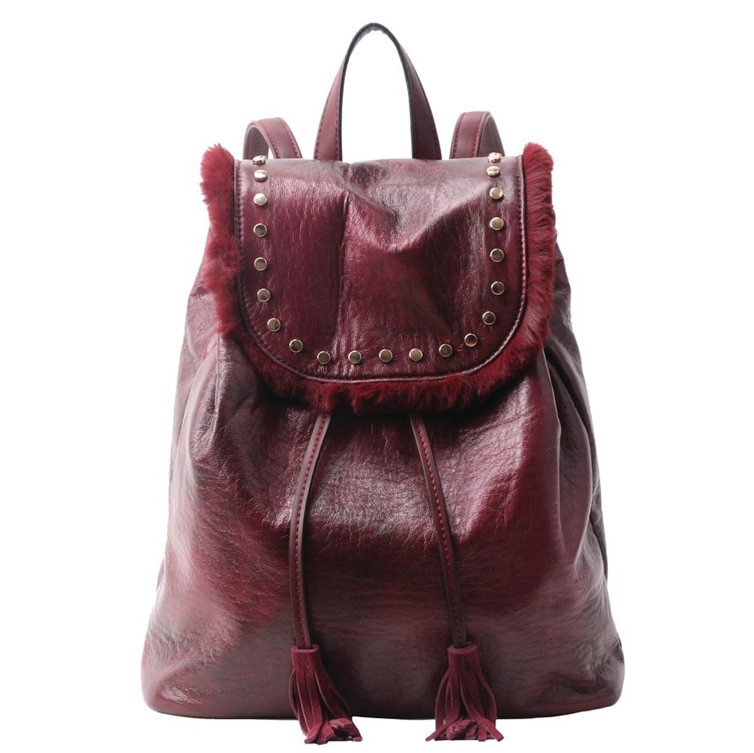 Gabee Bianca Vegan Leather Fur Trim Backpack - Carry Ons