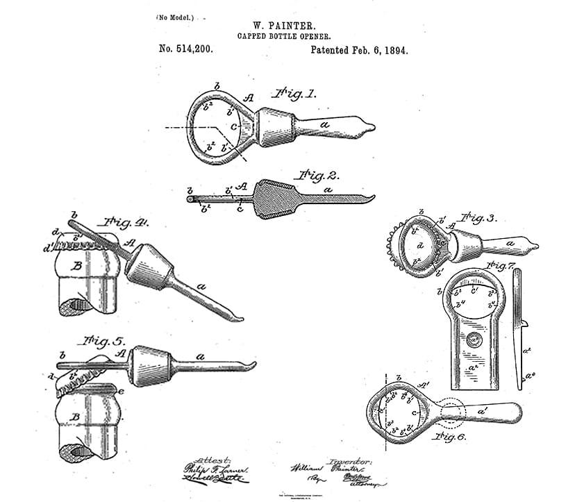 Décapsuleur William Painter-brevet tire bouchon limonadier-décapsulage avec limonadier_Le Bon Tire-bouchon