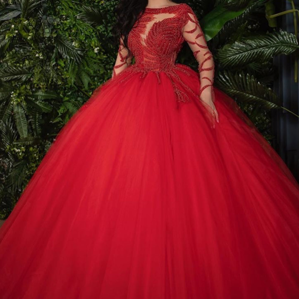 puffy red prom dresses