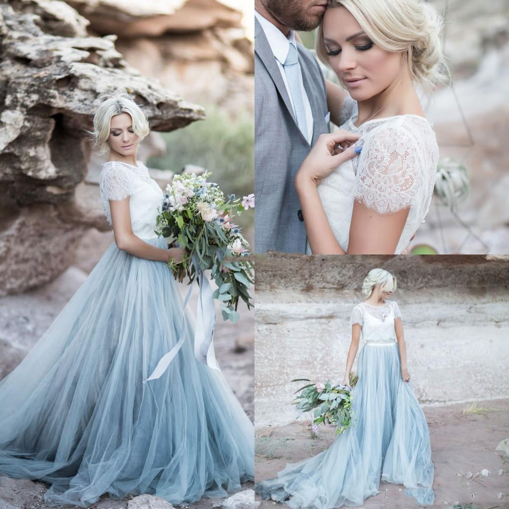 blue bohemian wedding dress