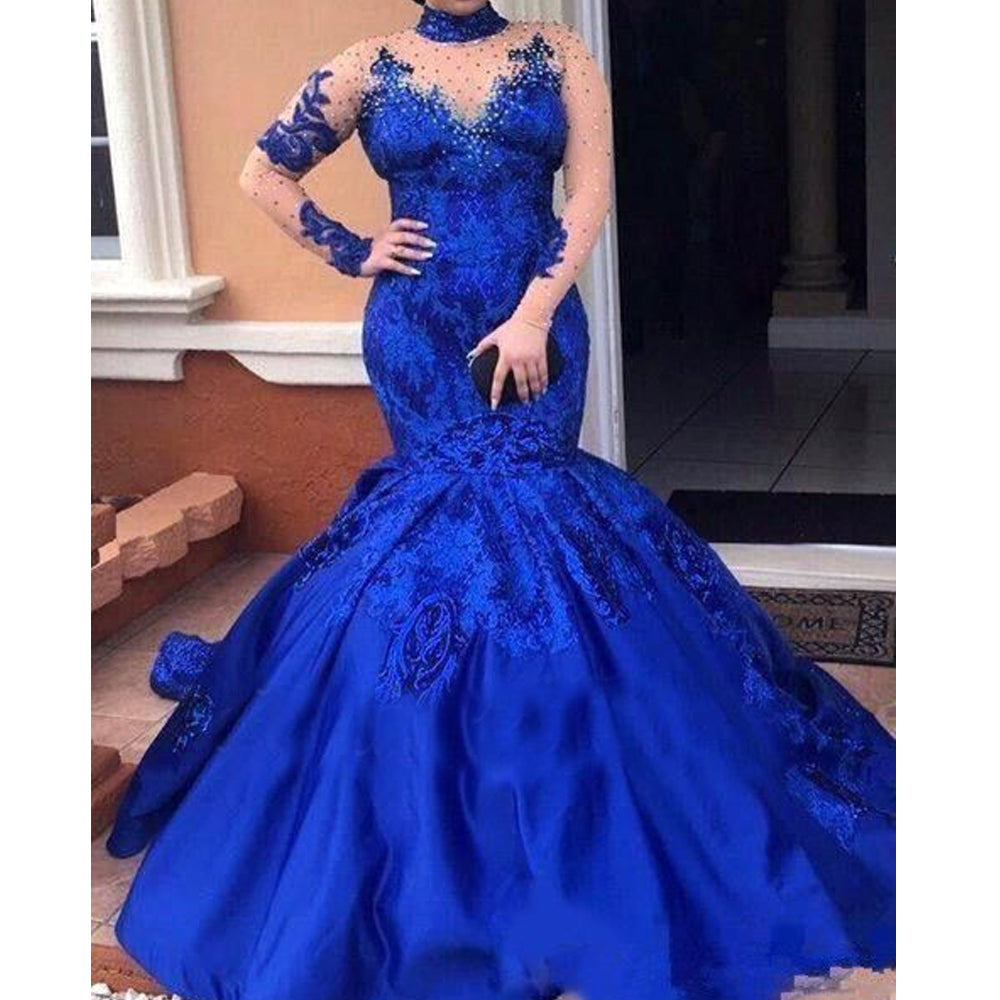 royal blue puffy prom dresses