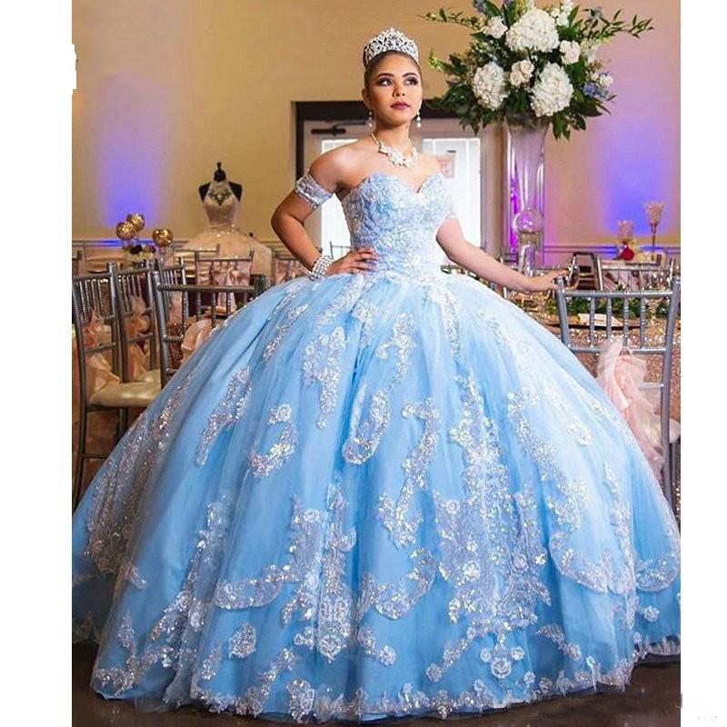 sky blue quinceanera dresses