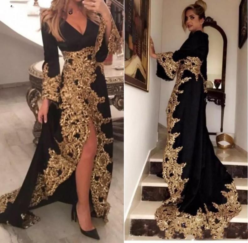 black and gold kaftan dress