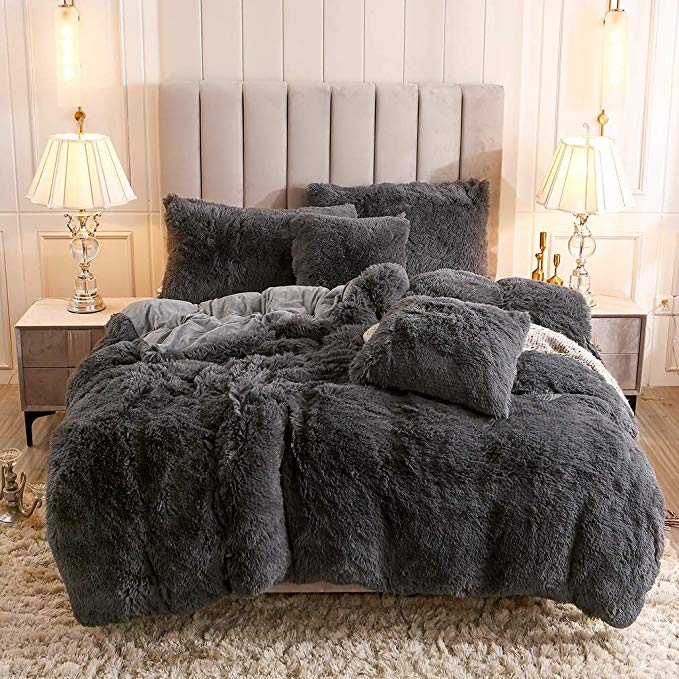 Fluffy Duvet Cover With Pillow Cover 3 Pieces Set Cy Home