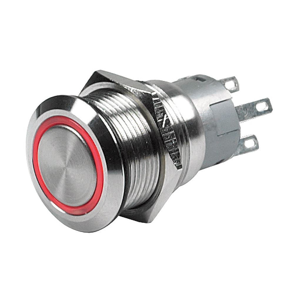 Marinco Push Button Switch - 24V Latching On/ Off - Red LED