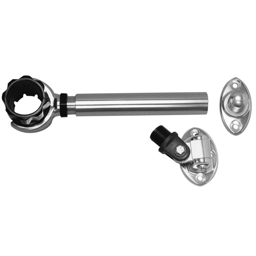 Rupp Threaded Antenna Support w/ 6" Flat Mount, Oval 4-Way Base & 1.5" Collar