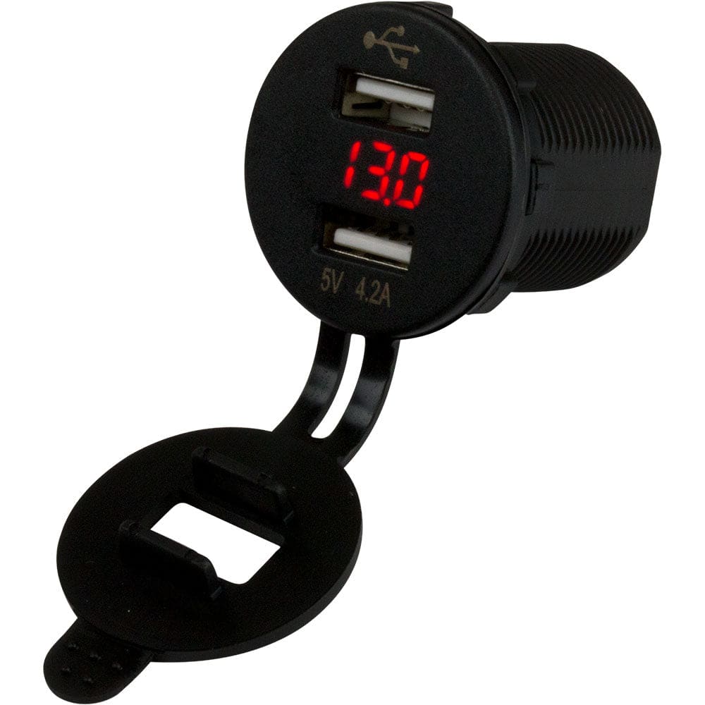 Sea-Dog Dual USB Socket/ Voltmeter w/ Hidden Display