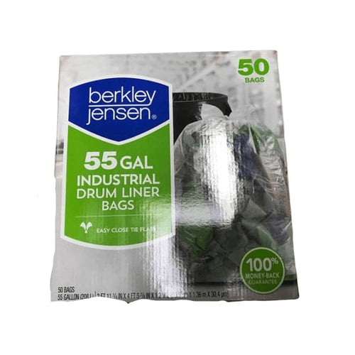 Berkly & Jensen 1.2mil Industrial Drum Liner Bags, 55 Gallon, 50 Bags