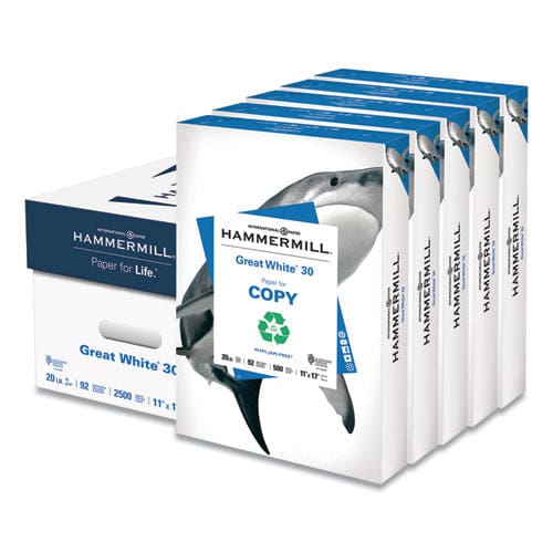 Great White 30 Recycled Print Paper, 92 Bright, 20 lb Bond Weight, 8.5 x 11,  White