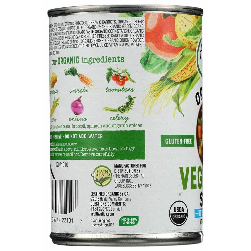 Health Valley Organic Vegetable Soup, No Salt Added - 15 oz can