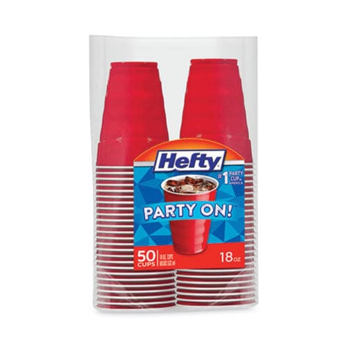 Easy Grip Disposable Plastic Party Cups, 9 oz, Red, 50/Pack