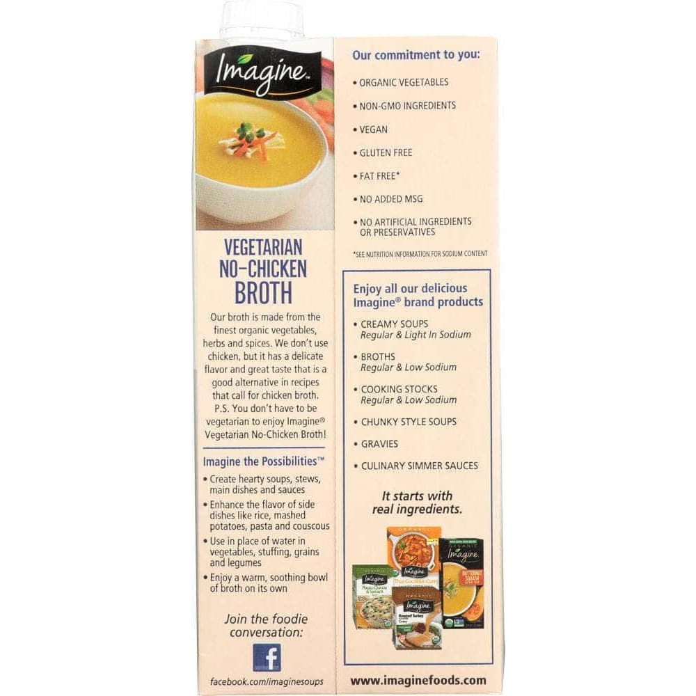 Imagine Foods No-Chicken Broth, Organic, Low Sodium, 32 Oz