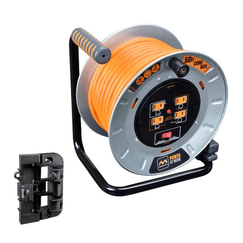 Masterplug 50' Heavy Duty Cord Storage Reel with Wall Mounting Bracket