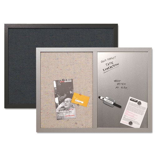 Designer Fabric Bulletin Board 24 x 18, Black Fabric/Black Frame