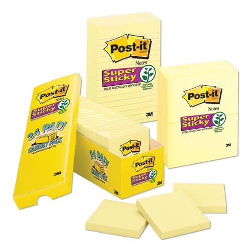 Post-it® Notes Super Sticky Pads in Canary Yellow, 3 x 3, 90 Sheets/Pad,  12 Pads/Pack