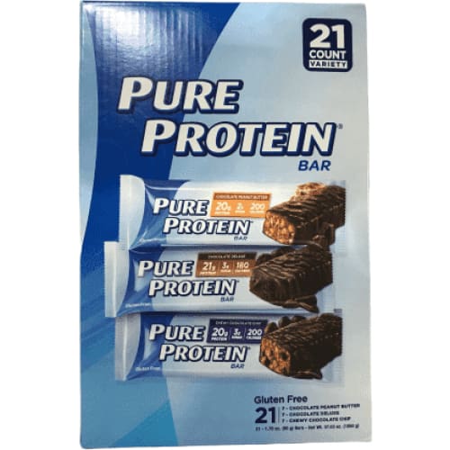  Kirkland Signature Protein Bar Variety Pack 20 Count Chocolate  Peanut Butter Chunk & Cookies and Cream Gluten Free 21-22g of Protein 2g  Sugar No Artificial Flavors Whey Protein Isolate : Grocery