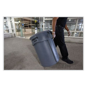 Brute 32 Gal. Round Vented Trash Can with Lid (Gray)