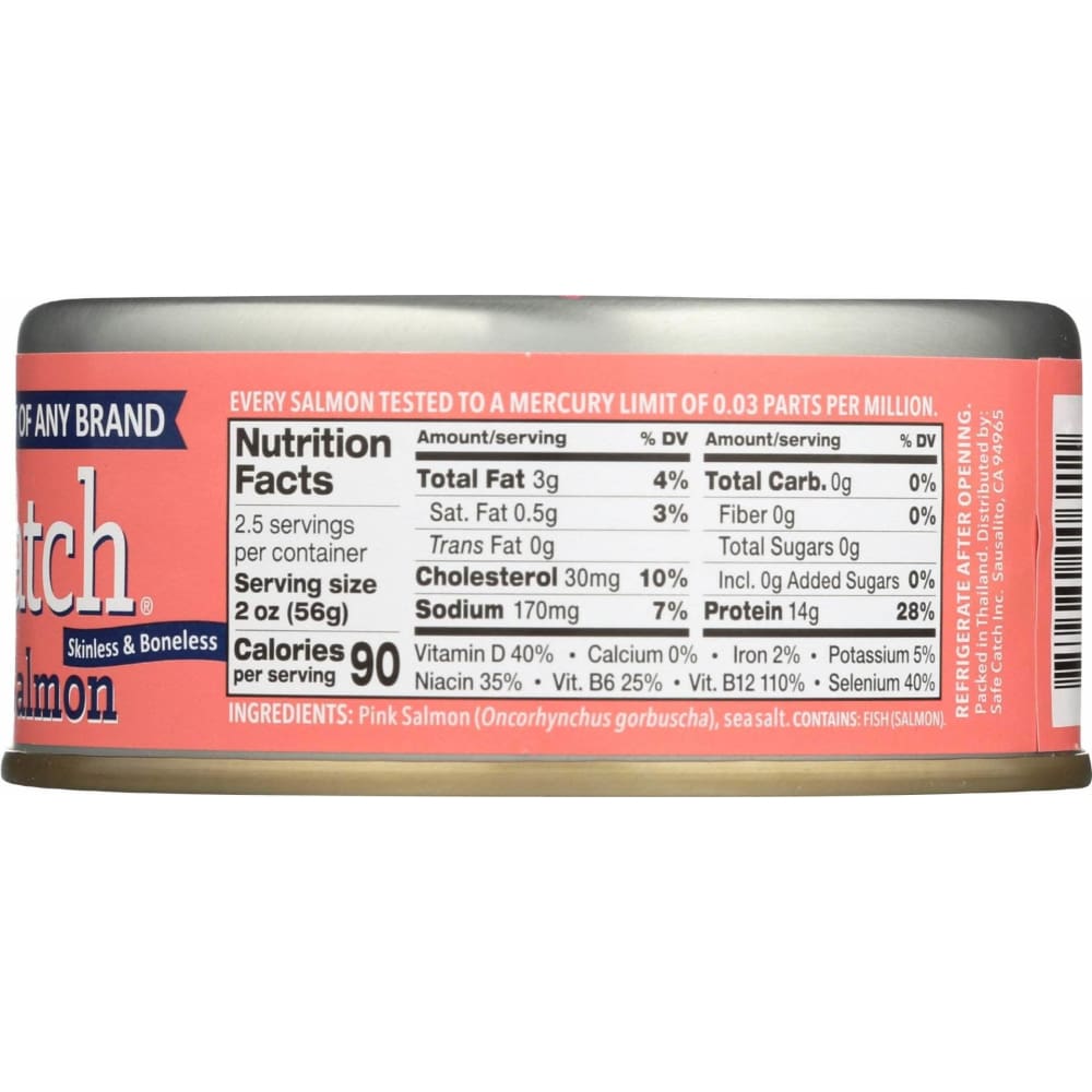 Safe Catch Pink Salmon, Wild Pacific, Skinless & Boneless - 5 oz