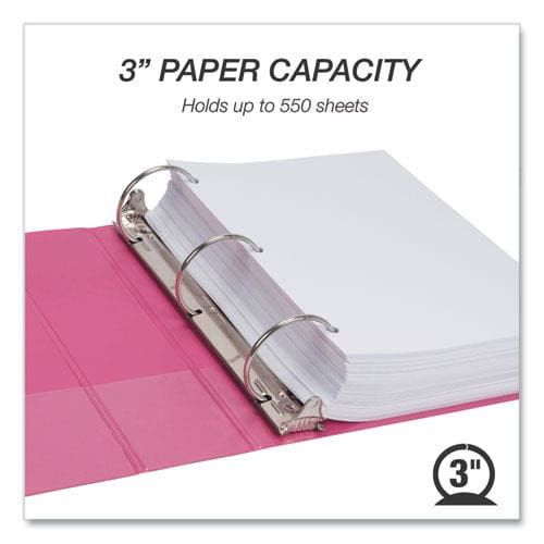 Samsill Earth's Choice Plant-Based Economy Round Ring View Binders, 3 Rings, 3 Capacity, 11 x 8.5, Pink, 2/Pack