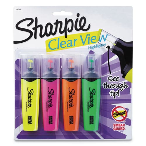 Sharpie® Clearview Tank-Style Highlighter, Assorted Ink Colors, Chisel Tip,  Assorted Barrel Colors, 12/Pack