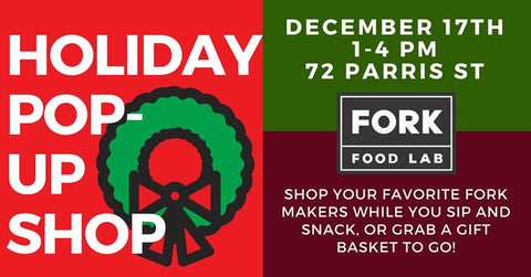 fork food lab holiday pop-up shop invitation