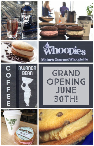 whoopie pie and coffee shop grand opening flyer