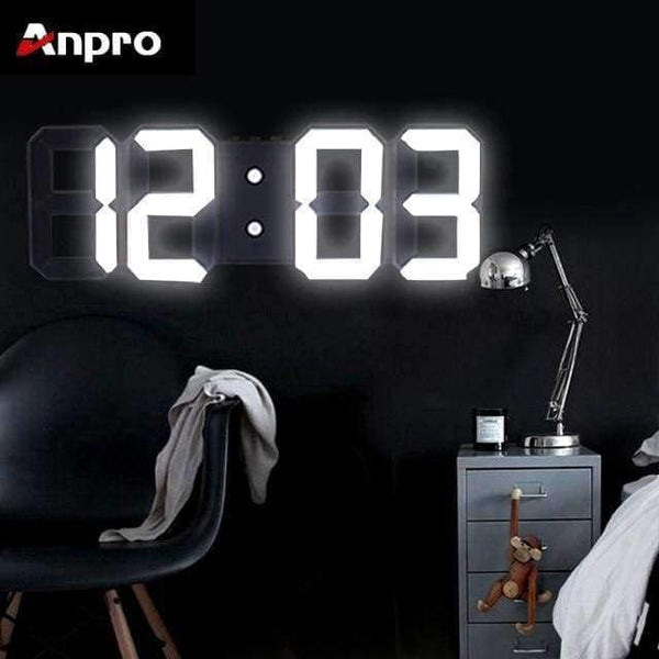 3d Large Led Digital Wall Clock Date Time Celsius Nightlight