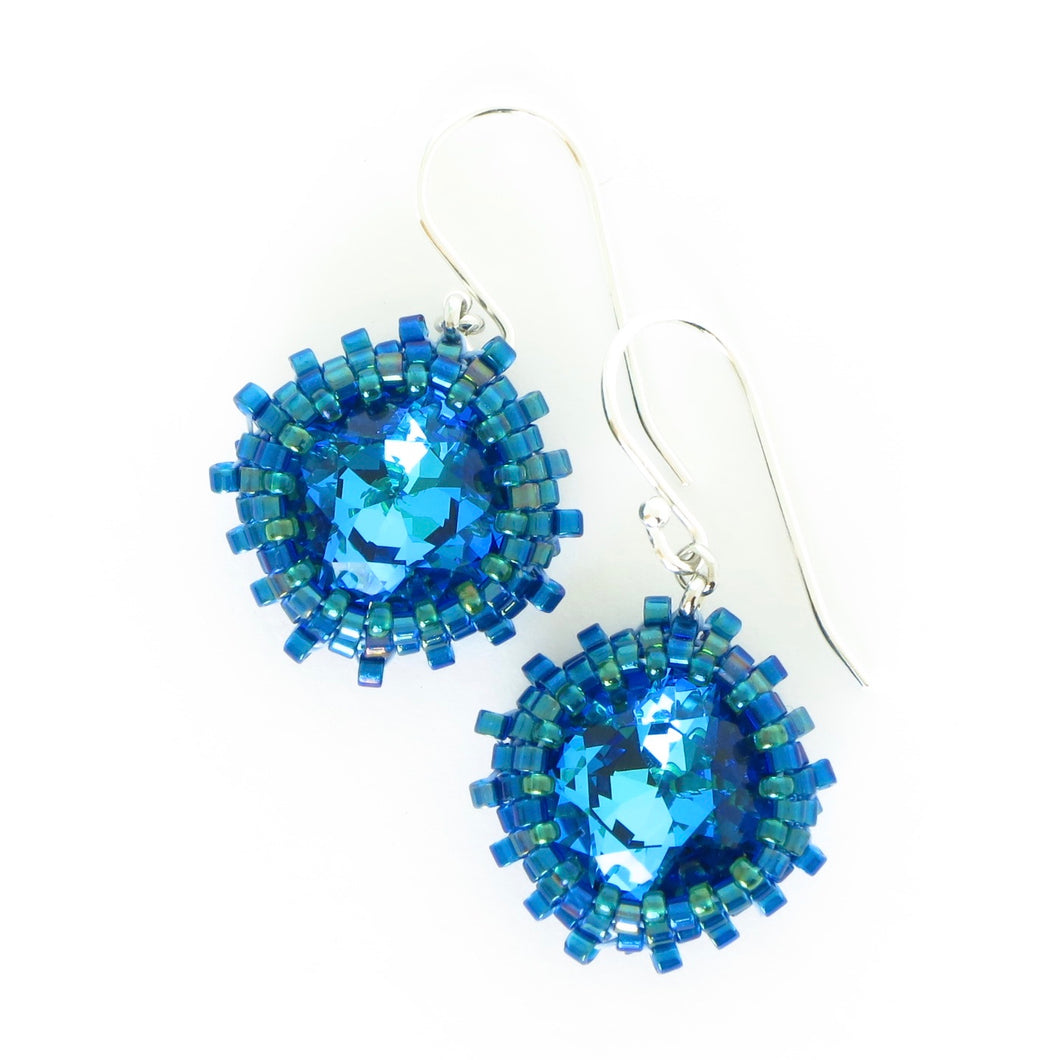 Soft Square Crystal Bezeled Earrings