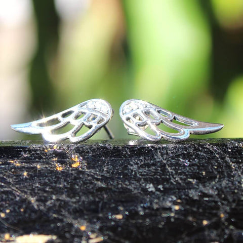 brinco de prata de asas de anjo