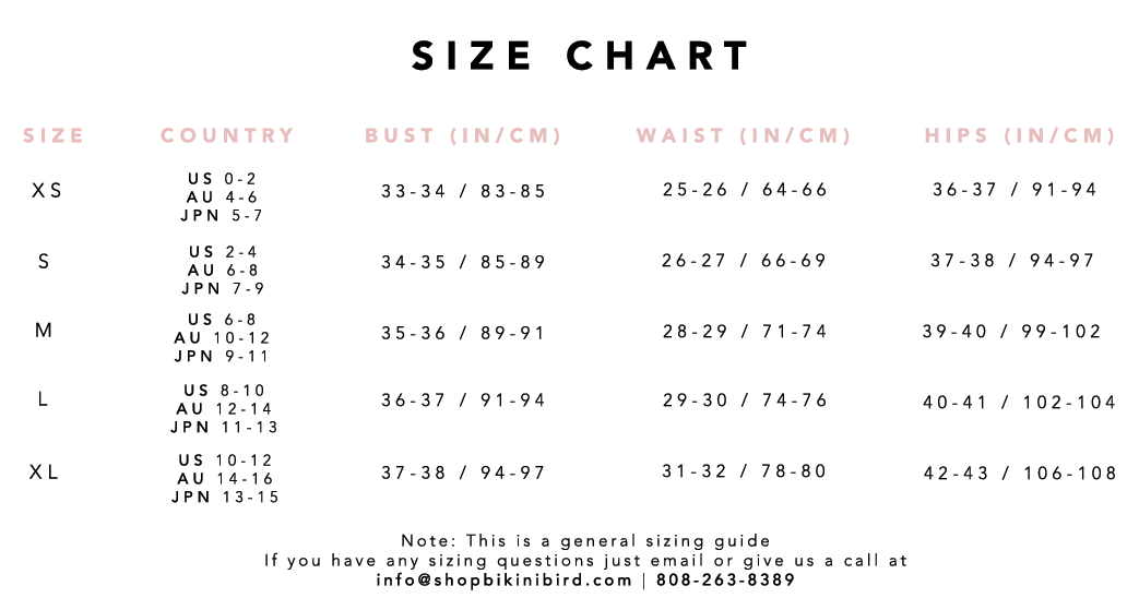 Mikoh Size Chart