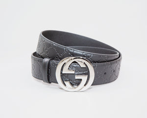 gucci signature leather belt black