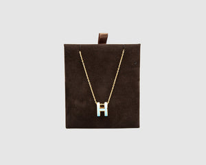 hermes h necklace white