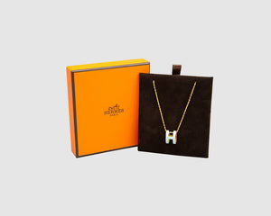 hermes h necklace white