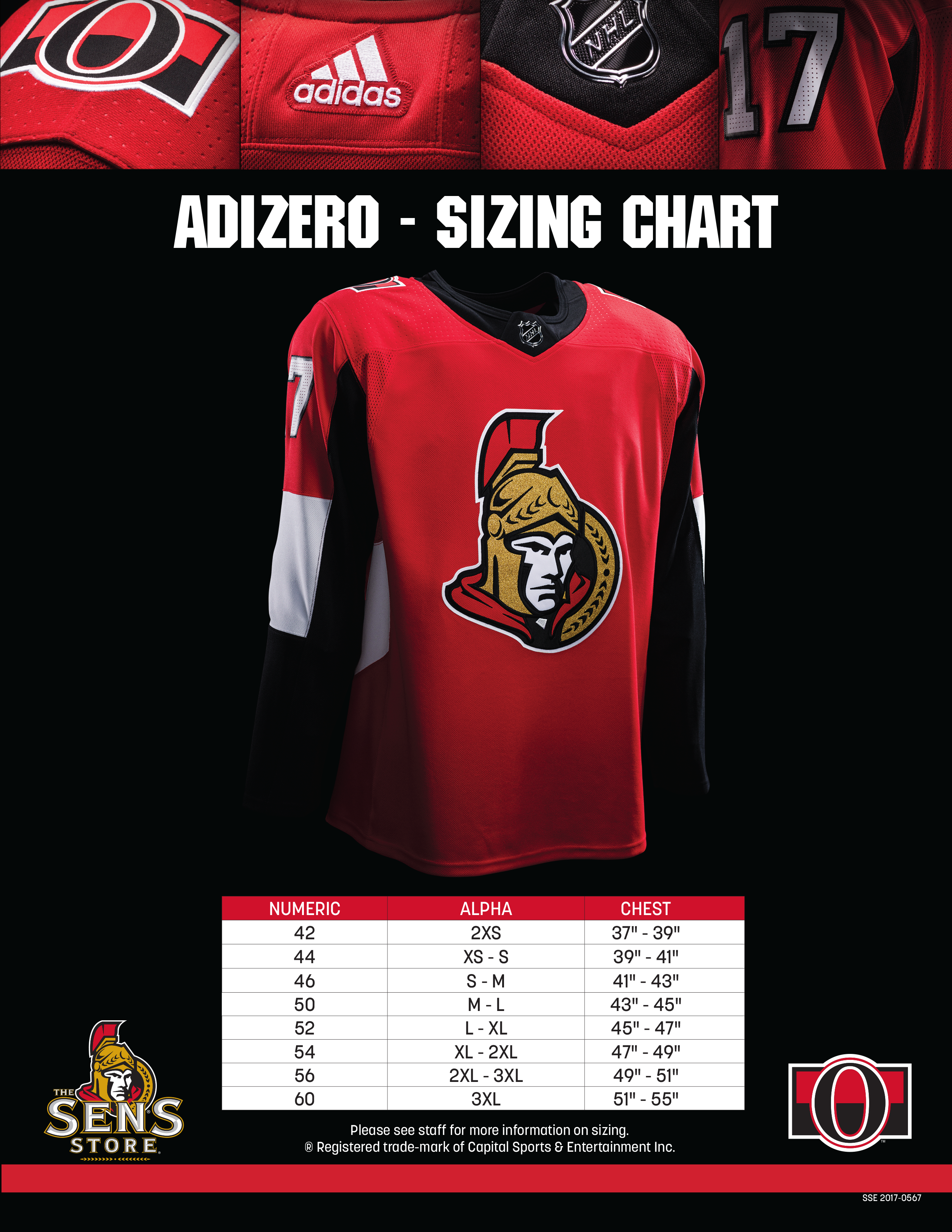 nhl adidas jersey size chart