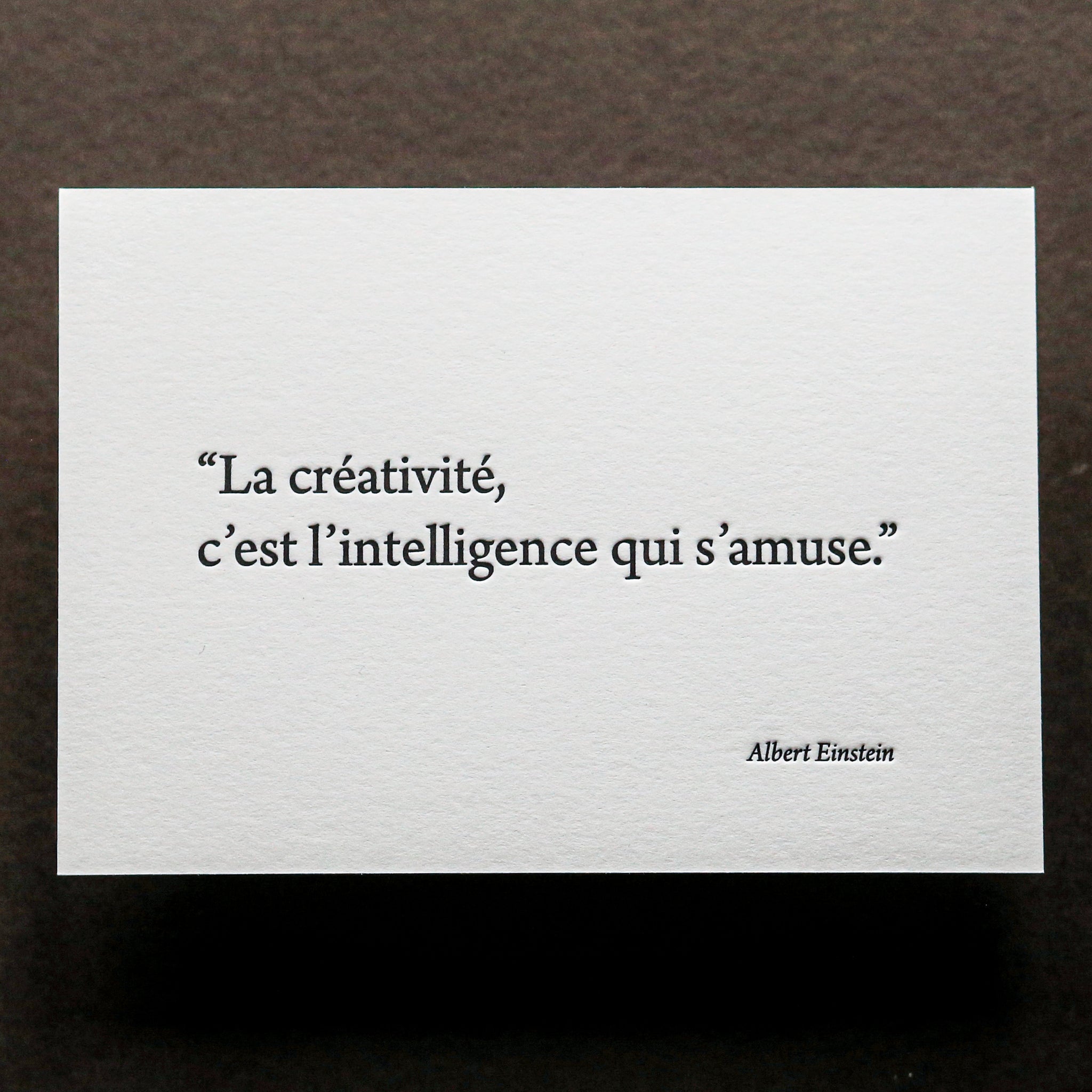 Carte Letterpress Citation Sur La Creativite D Einstein