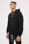COUTURE APPLIQUE OVERSIZED HOODIE - BLACK
